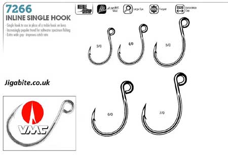 VMC 4X Inline Single Hook - Coastal Black - Size 4/0 - 7 per pack
